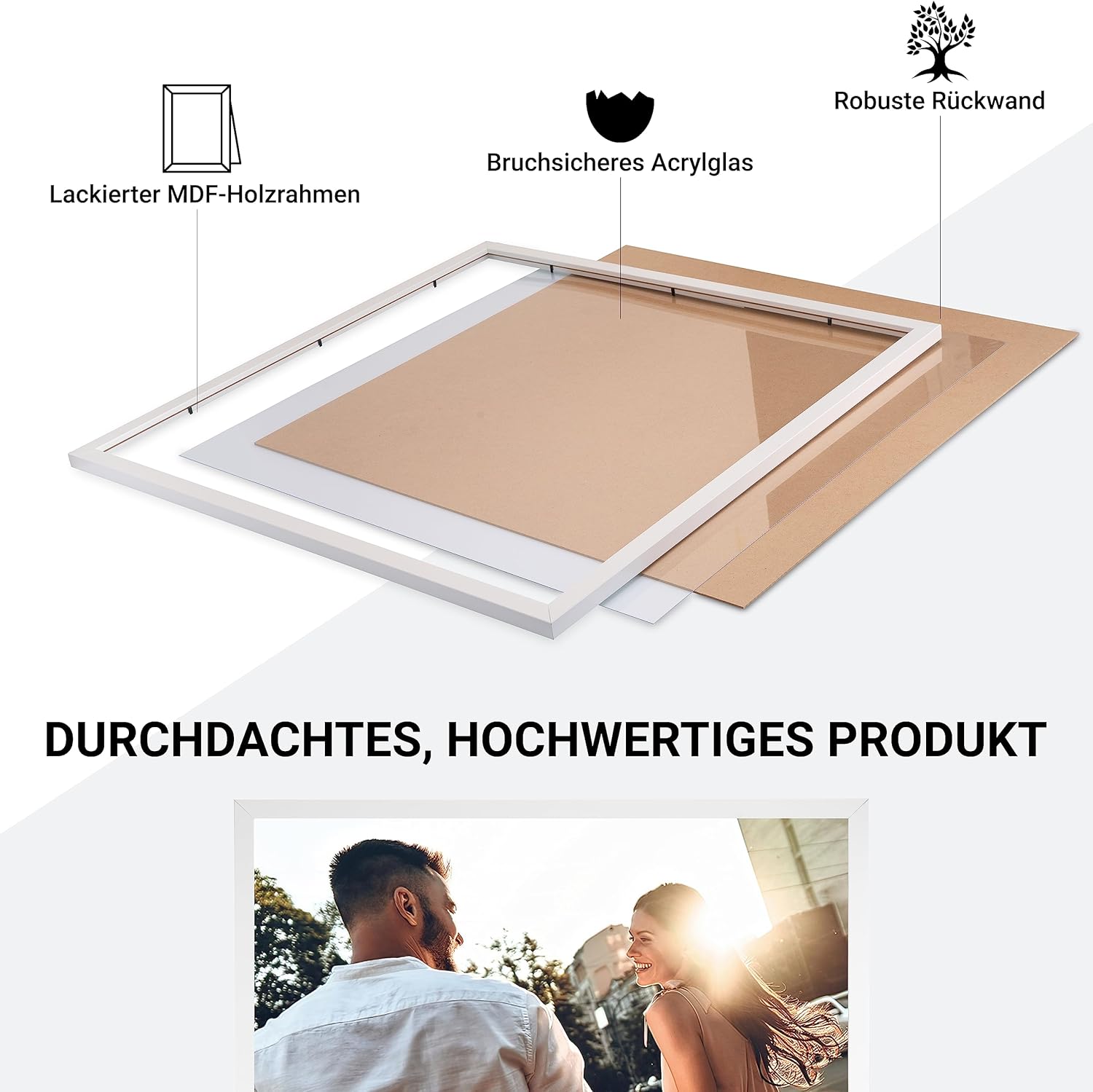 Cabbel Cornici 40x40 cm in Legno MDF Bianco (3 pz) - immagine 6