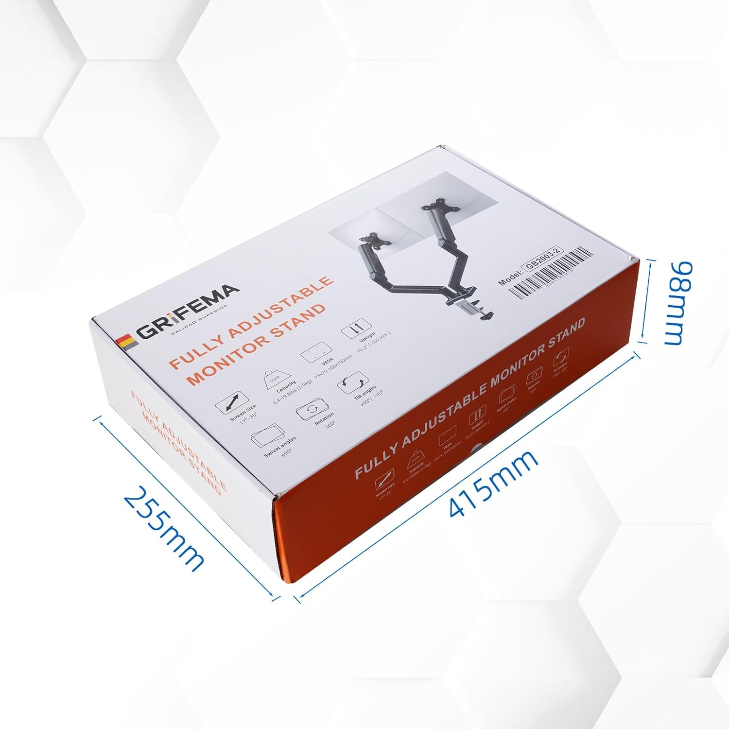 Grifema GB2003-2 Supporto Doppio Monitor 13-32 Pollici, Nero - immagine 8