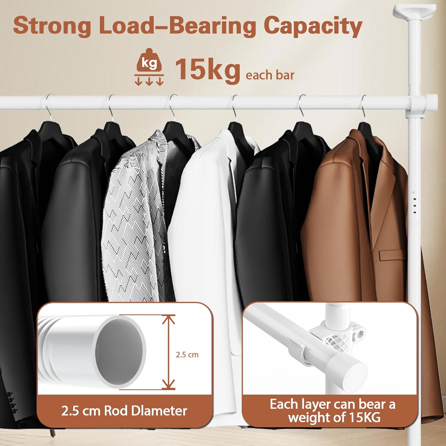 Asta Telescopica Regolabile per Guardaroba - immagine 4