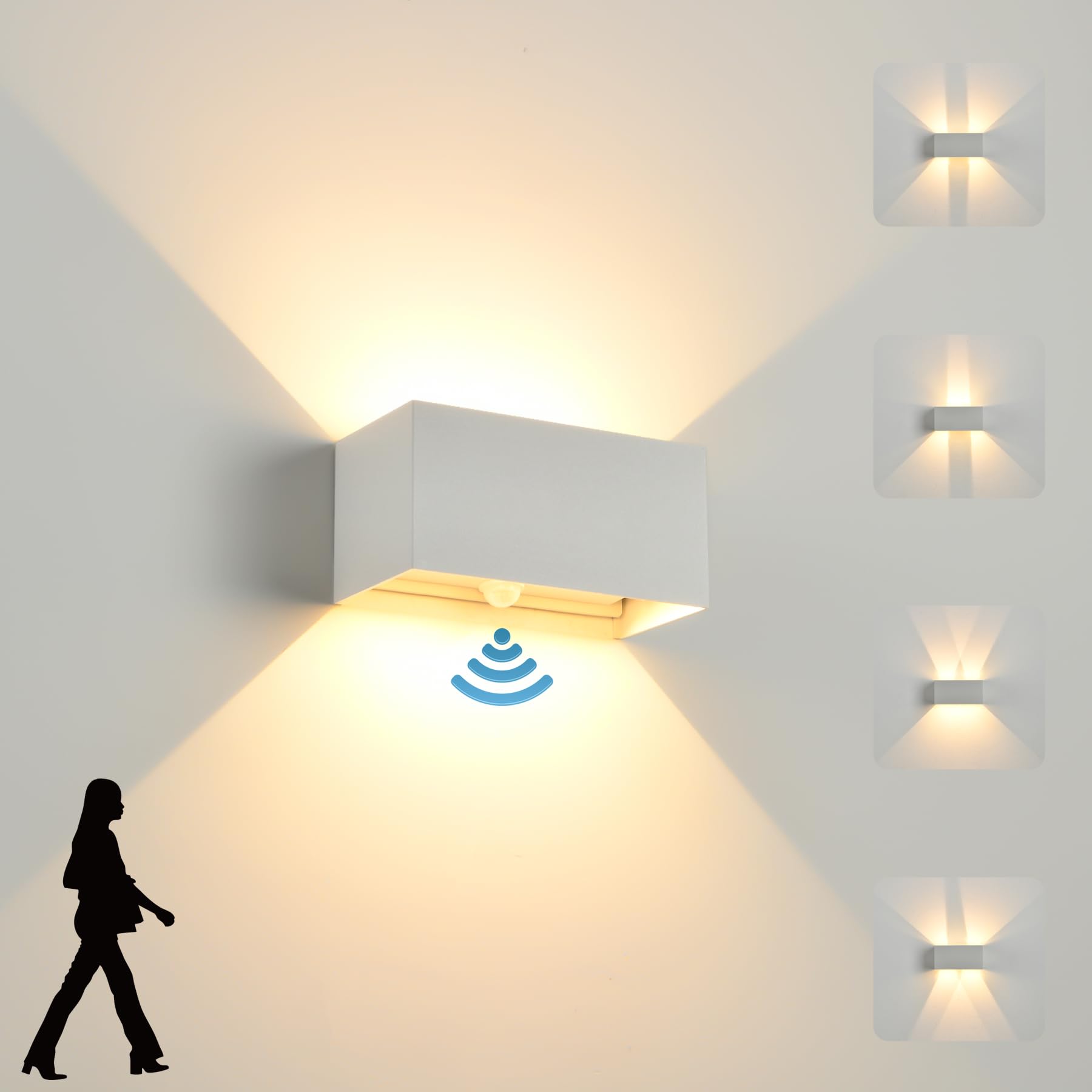 Lampada da parete LED con sensore di movimento IP65, Bianco