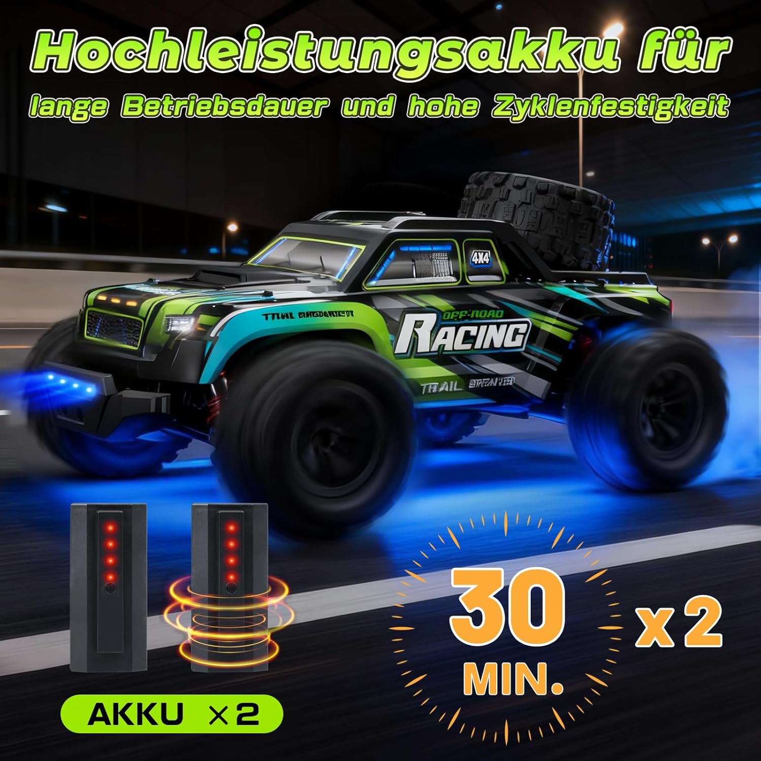 Macchina Telecomandata 1:16 38km/h 4x4 All Terrains Verde - immagine 3