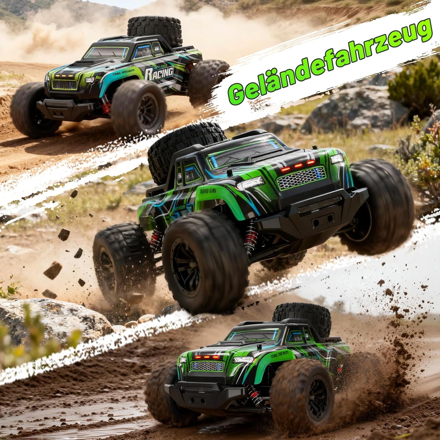 Macchina Telecomandata 1:16 38km/h 4x4 All Terrains Verde - immagine 6