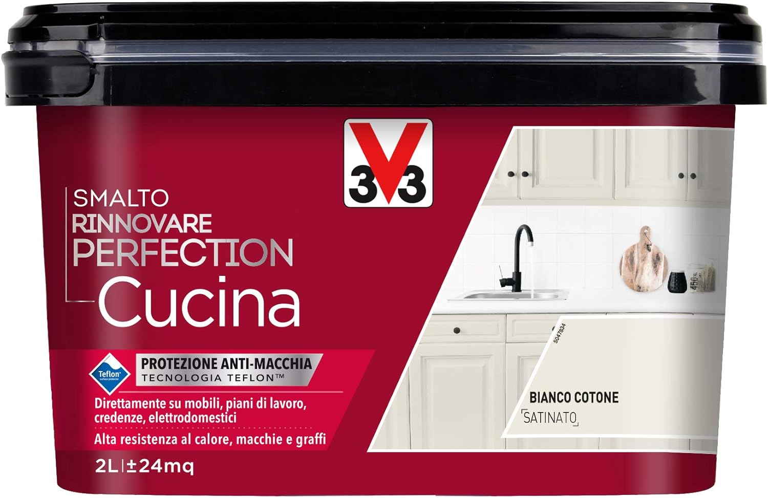 V33 Smalto Rinnovare Perfection Cucina Bianco Cotone Satinato 2 L