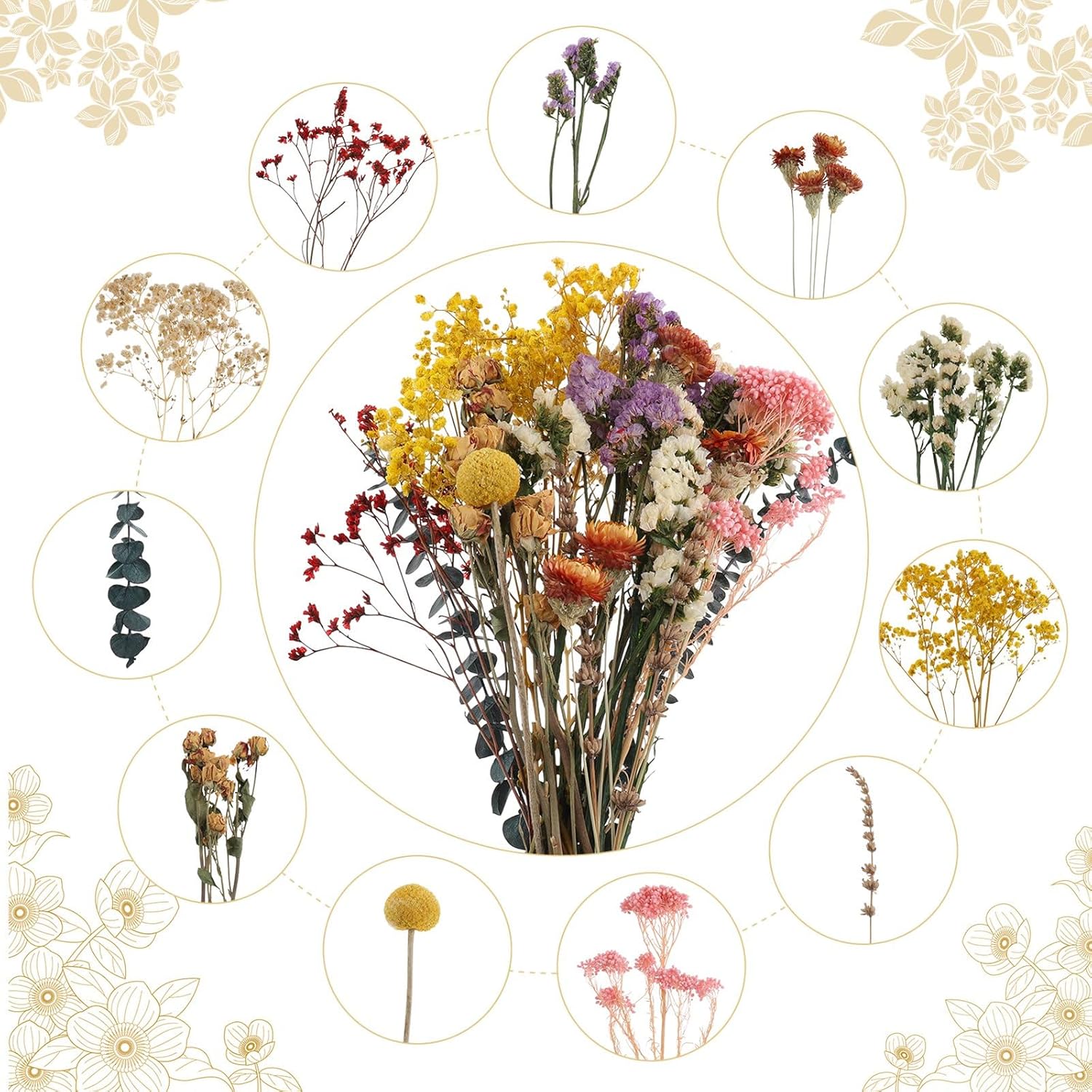 Halinuia 30 Pezzi Fiori Secchi Decorativi - immagine 3