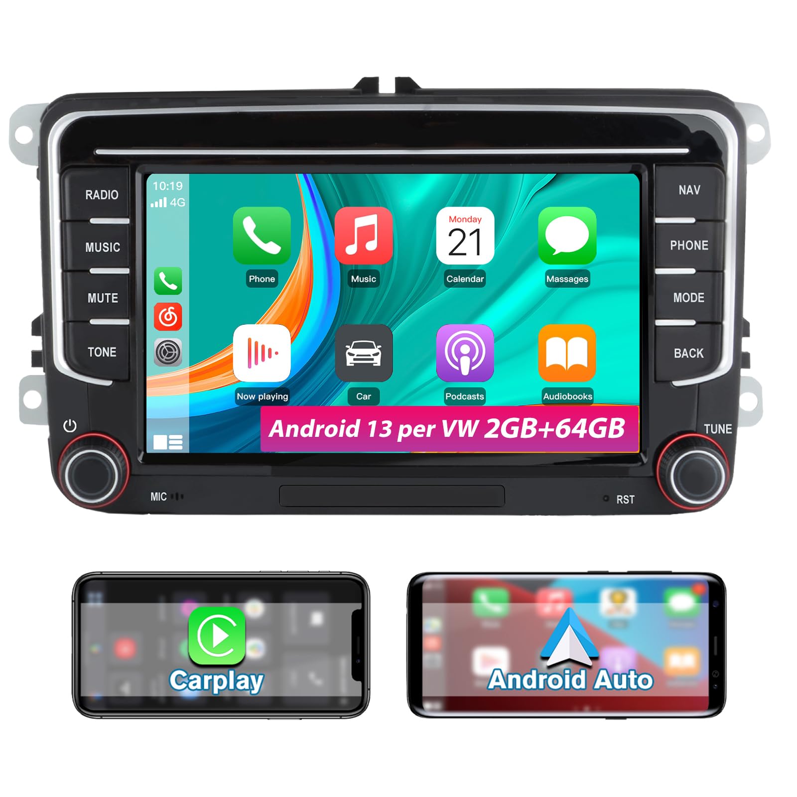 Awesafe Android 13 Autoradio 7" per VW Golf 5 6 Plus Polo