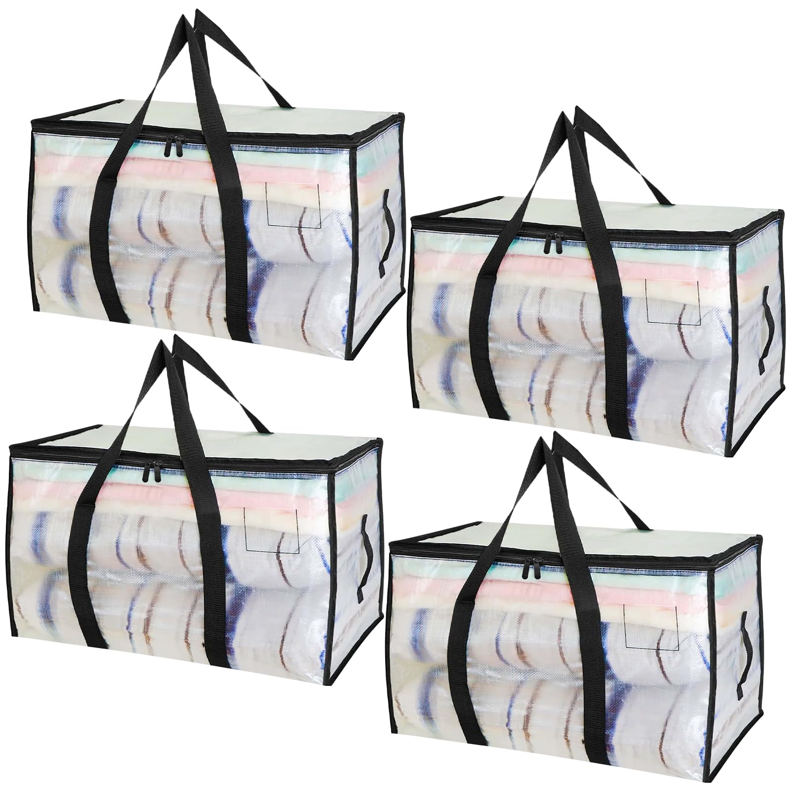 4 Borse per Trasloco 90L Trasparenti con Cinghie