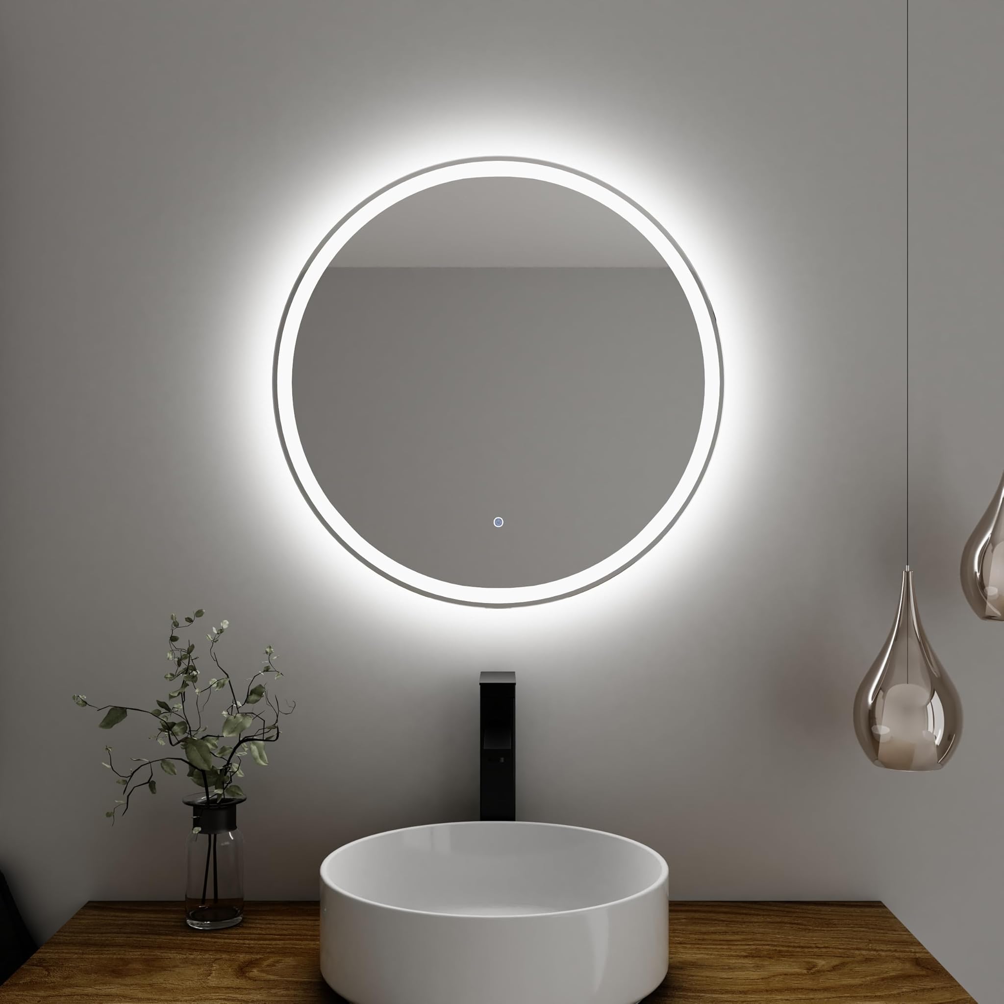 Baikal Specchio Bagno Rotondo LED Frontale 60cm