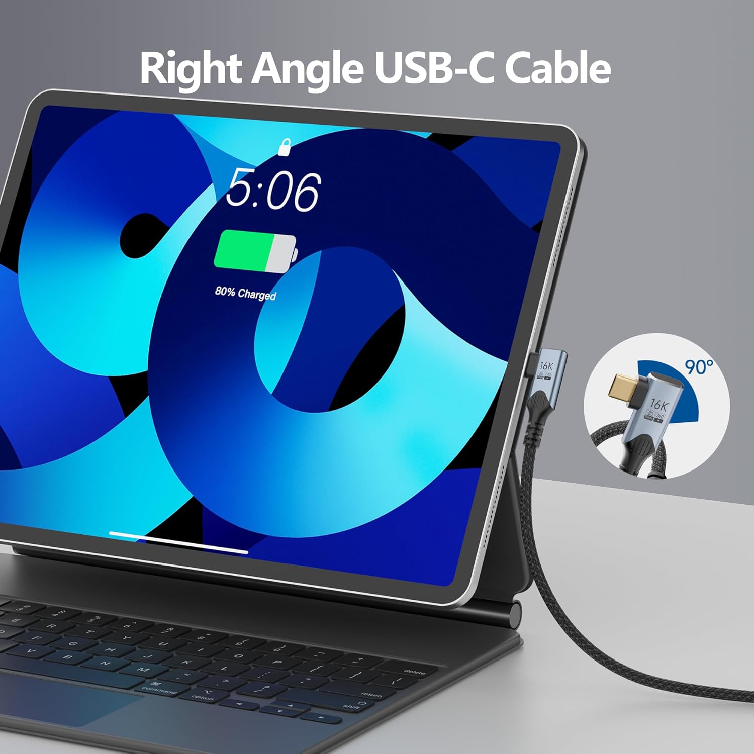 Cavo USB 5 Type-C 80 Gbps Angolo Retto 3M - immagine 6