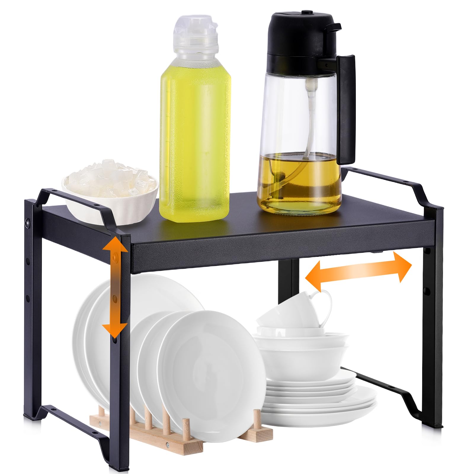 Ripiano Organizzatore Cucina Espandibile 32-53cm, Nero