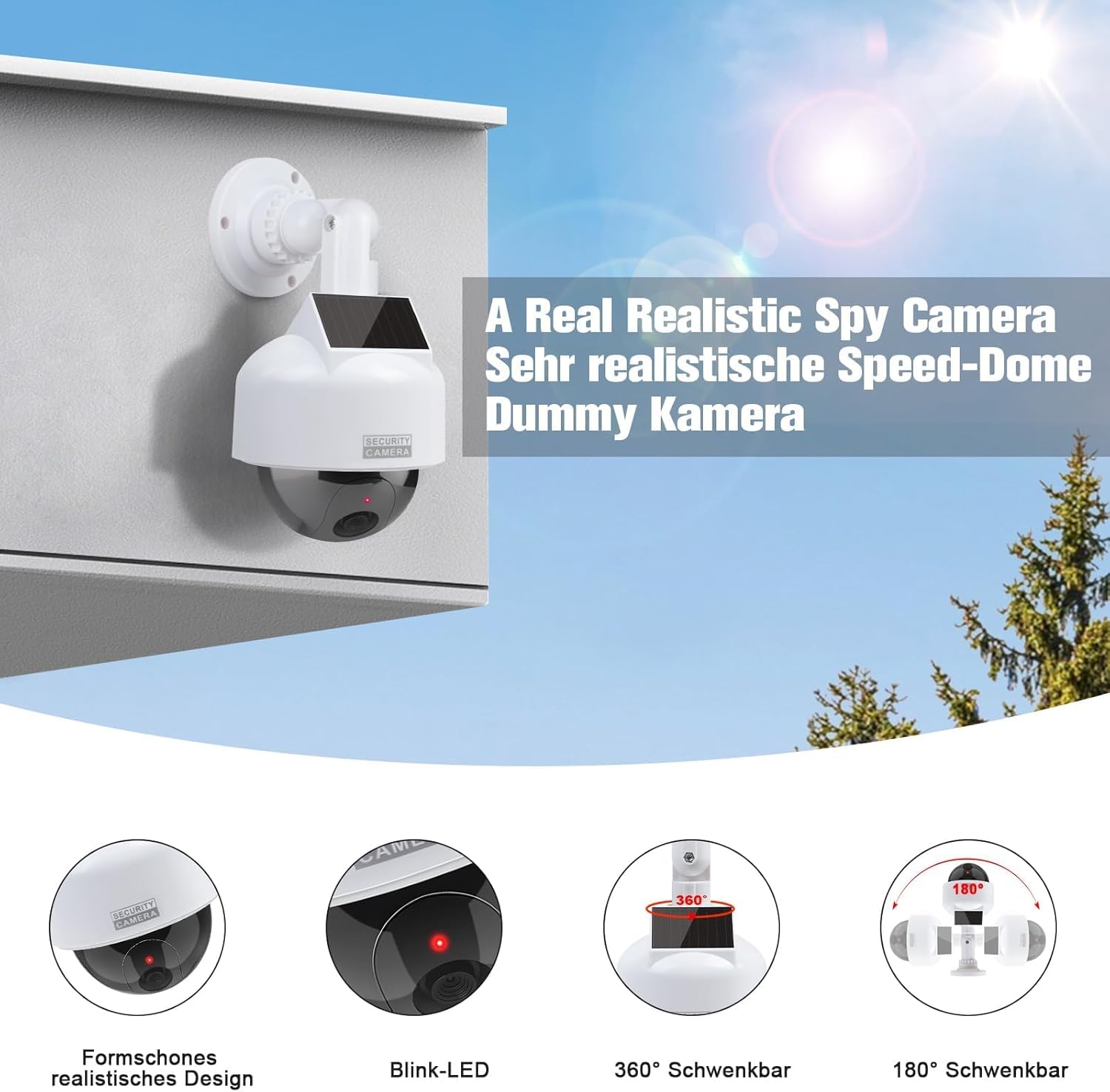 Erwey Dummy fotocamera solare Speed Dome - immagine 3