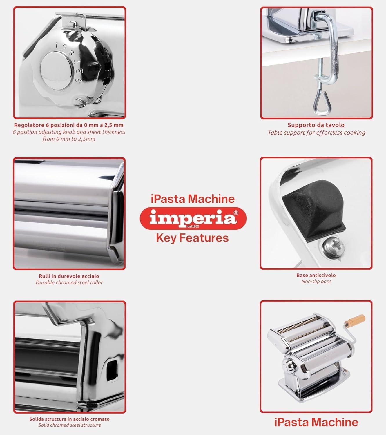 Imperia IPASTA Classica - Macchina per la Pasta, Bianco - immagine 5