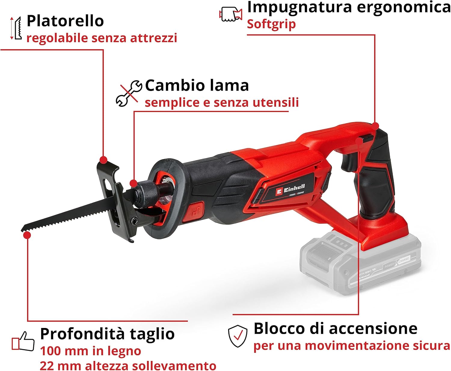 Einhell TE-AP 18 Sega a Gattuccio Power X-Change - immagine 3