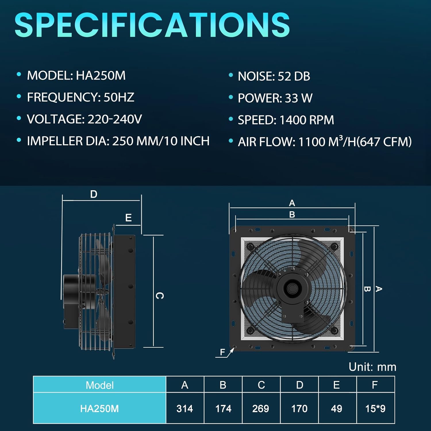 Hg Power Ventola Aspirazione Industriale 250mm - immagine 5