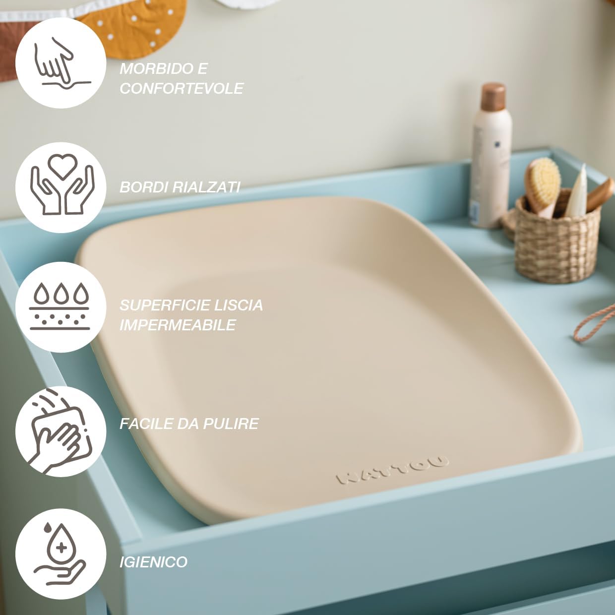 Nattou - Cambiador Softy in Schiuma PU, Taupe - immagine 2