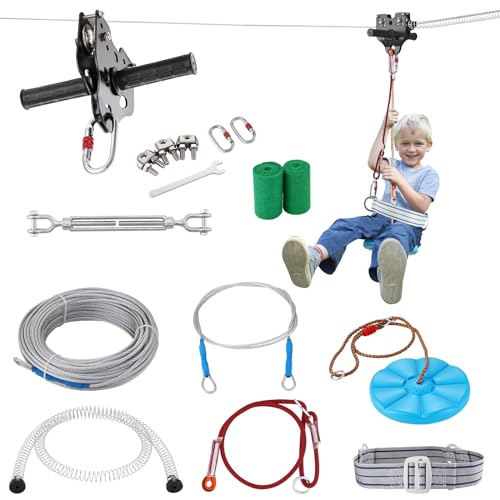 VEVOR Kit Teleferica Zipline 24,38m con Seduta