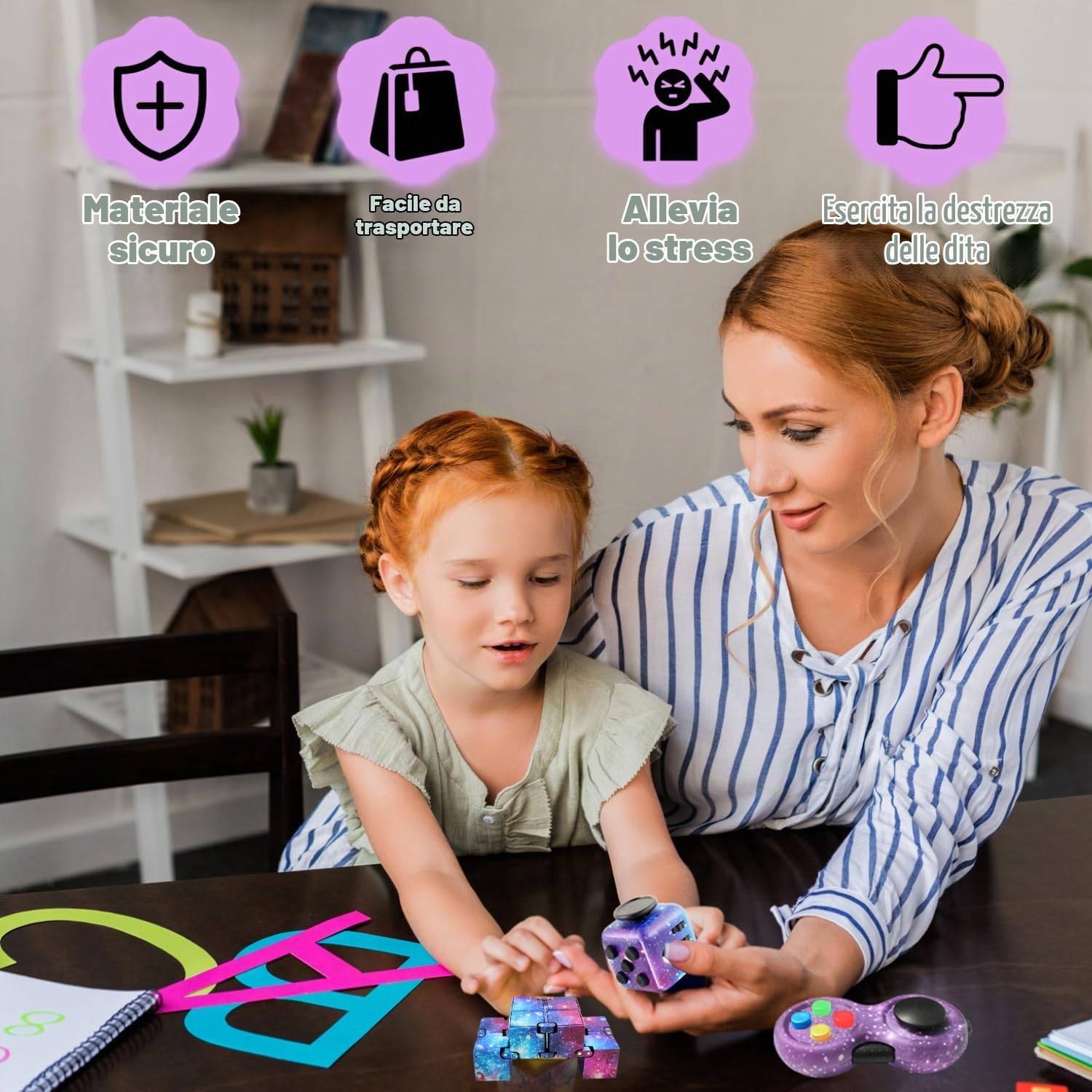 Cuackamily 3Pcs Fidget Toy Giocattolo per Le Dita Cube, Infinity Cube Toy, Fidget Pad Controller, Anti-Stress Ansia Relief Giocattoli, Passare Il Tempo Giocattoli Regalo per Ufficio Adulti Bambini