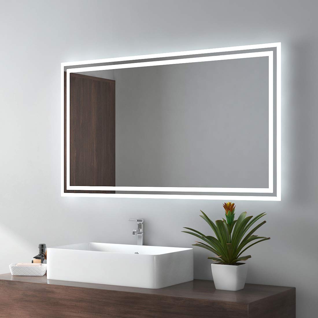 Emke Specchio da Bagno Illuminato 100 x 60 cm