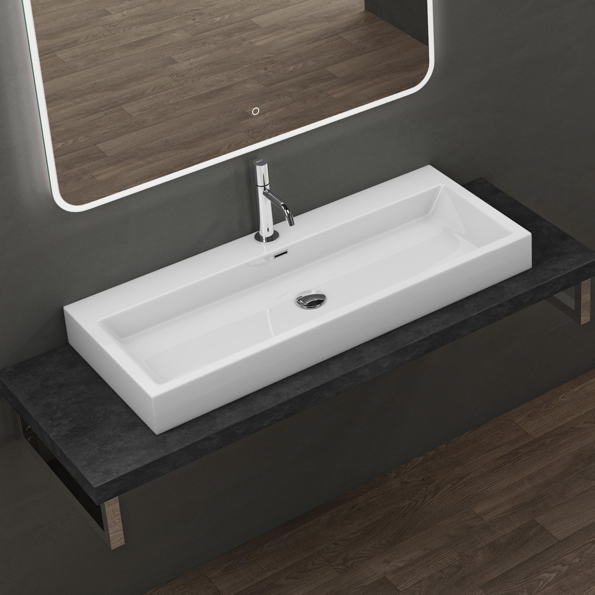 Doporro Lavabo da Appoggio Rettangolare 100x42x10cm