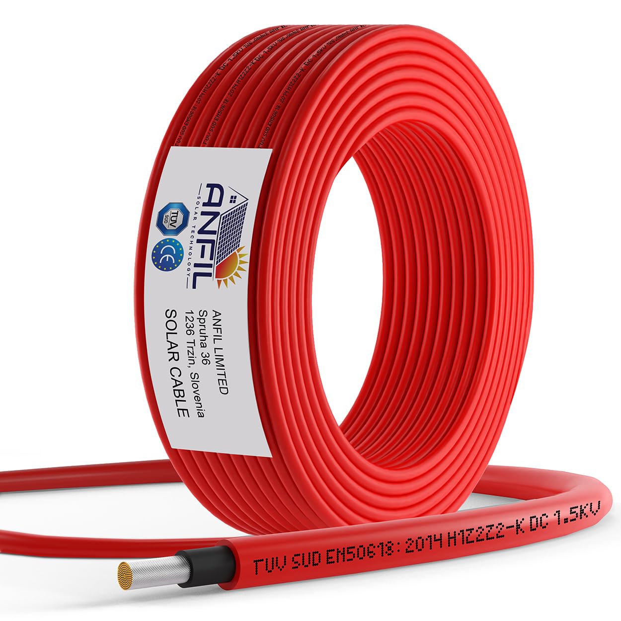 Anfil® Cavo Prolunga Solare 6mm² 1800V DC, Rosso 40m
