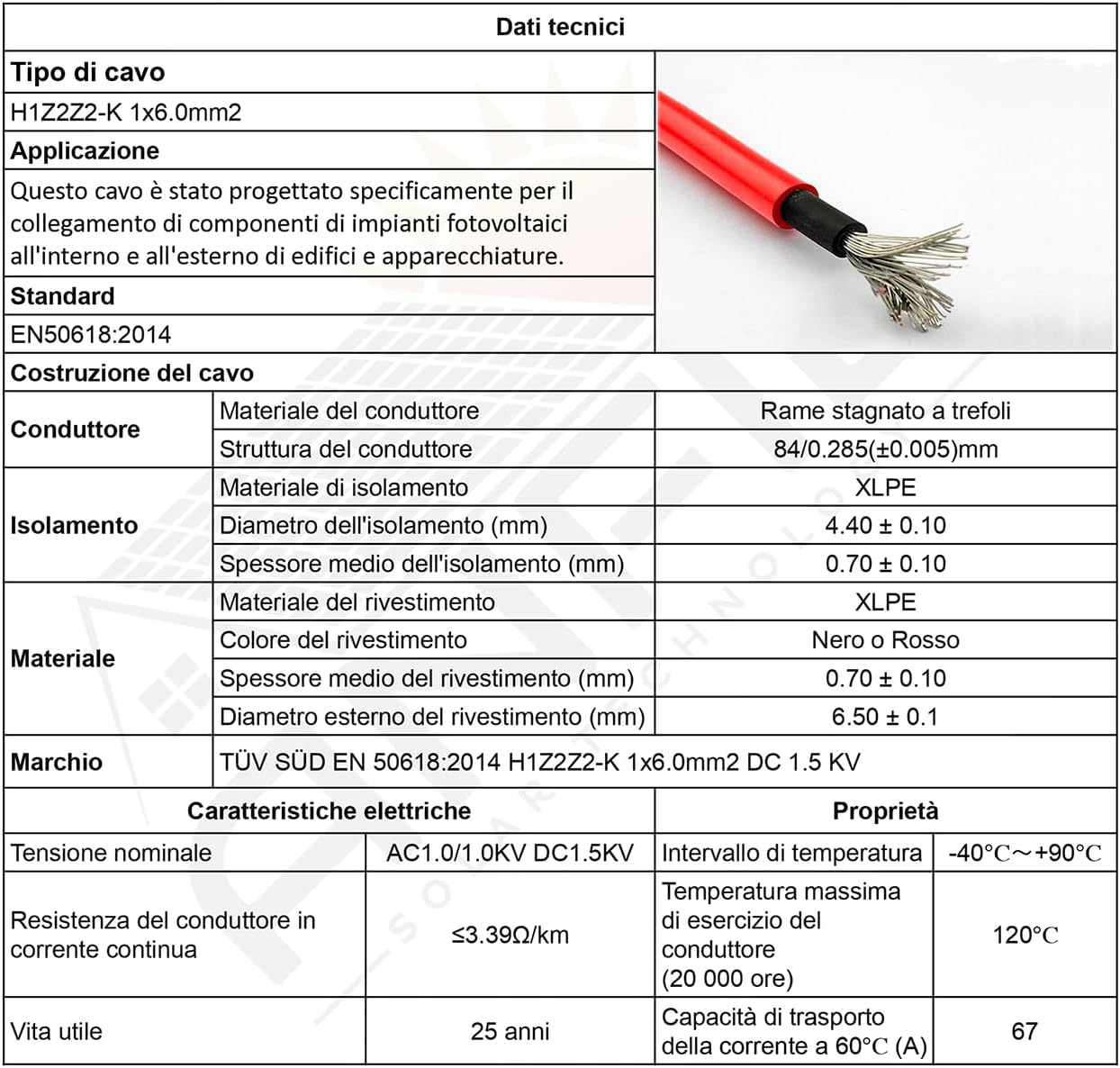 Anfil® Cavo Prolunga Solare 6mm² 1800V DC, Rosso 40m - immagine 3