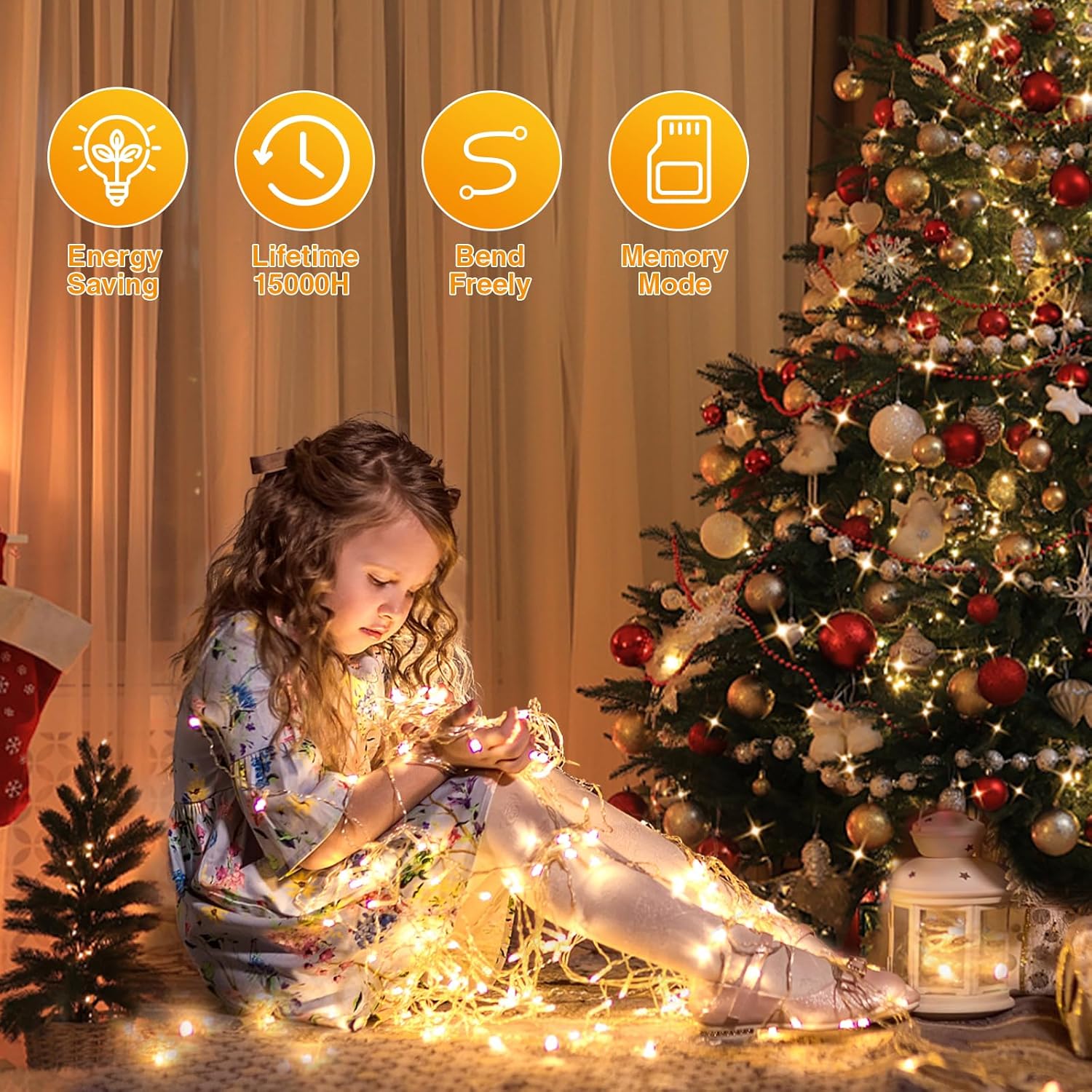 Globalink Luci Natale Esterno 500 LED 100M, Bianco Caldo - immagine 5