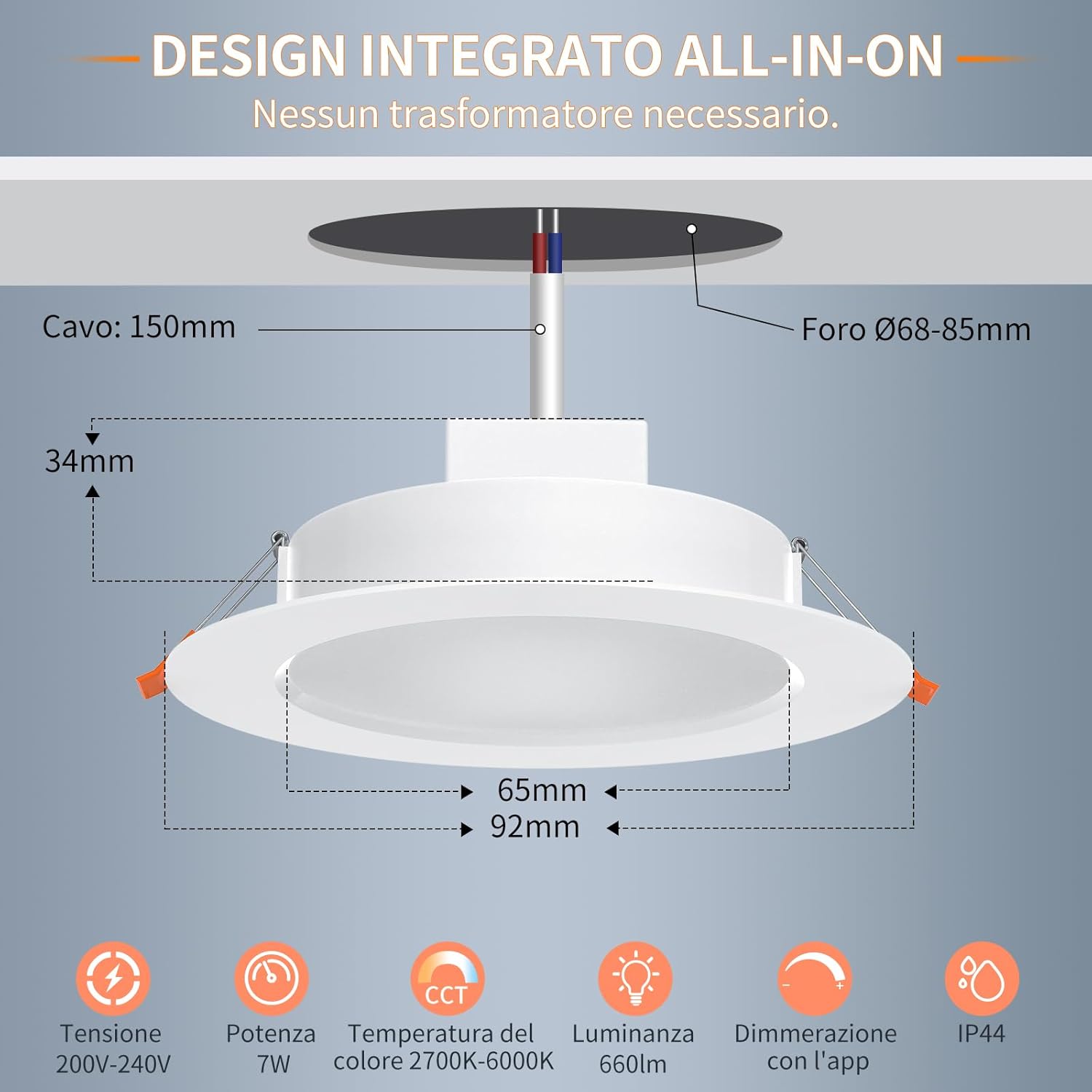 Dusktec Faretti LED Incasso Smart per Cartongesso, 6 Pezzi - immagine 5