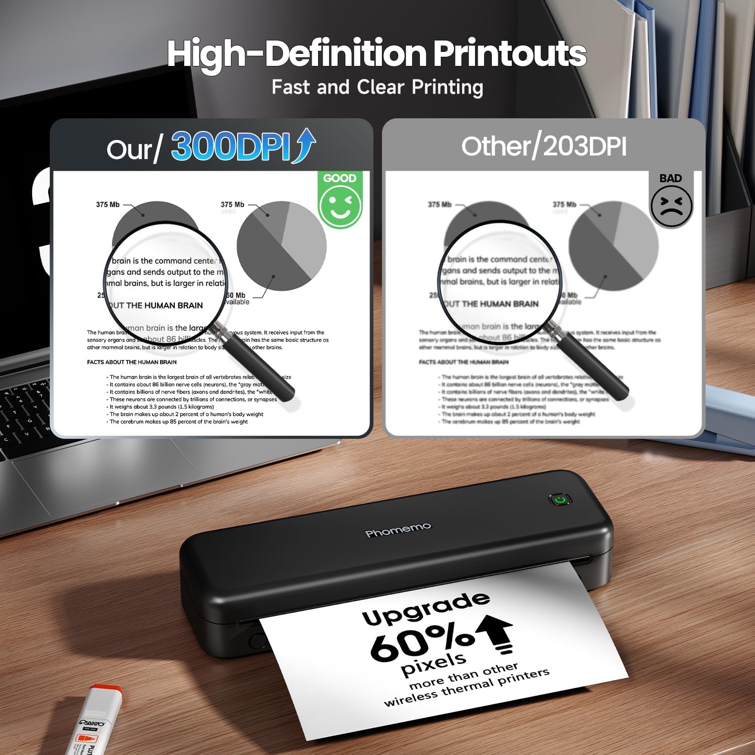 Phomemo M834 Stampante Termica Portatile A4, Nero - immagine 3