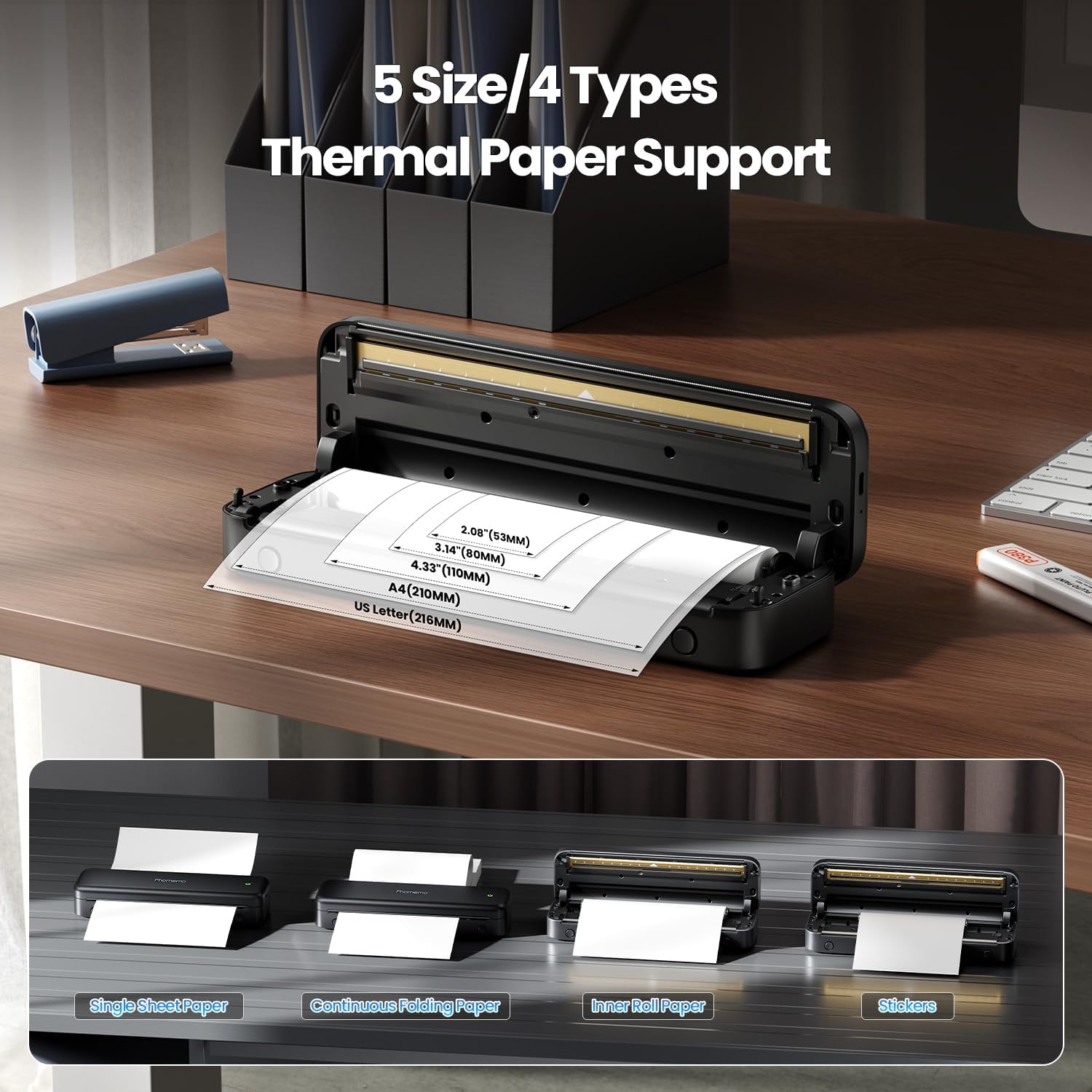 Phomemo M834 Stampante Termica Portatile A4, Nero - immagine 5