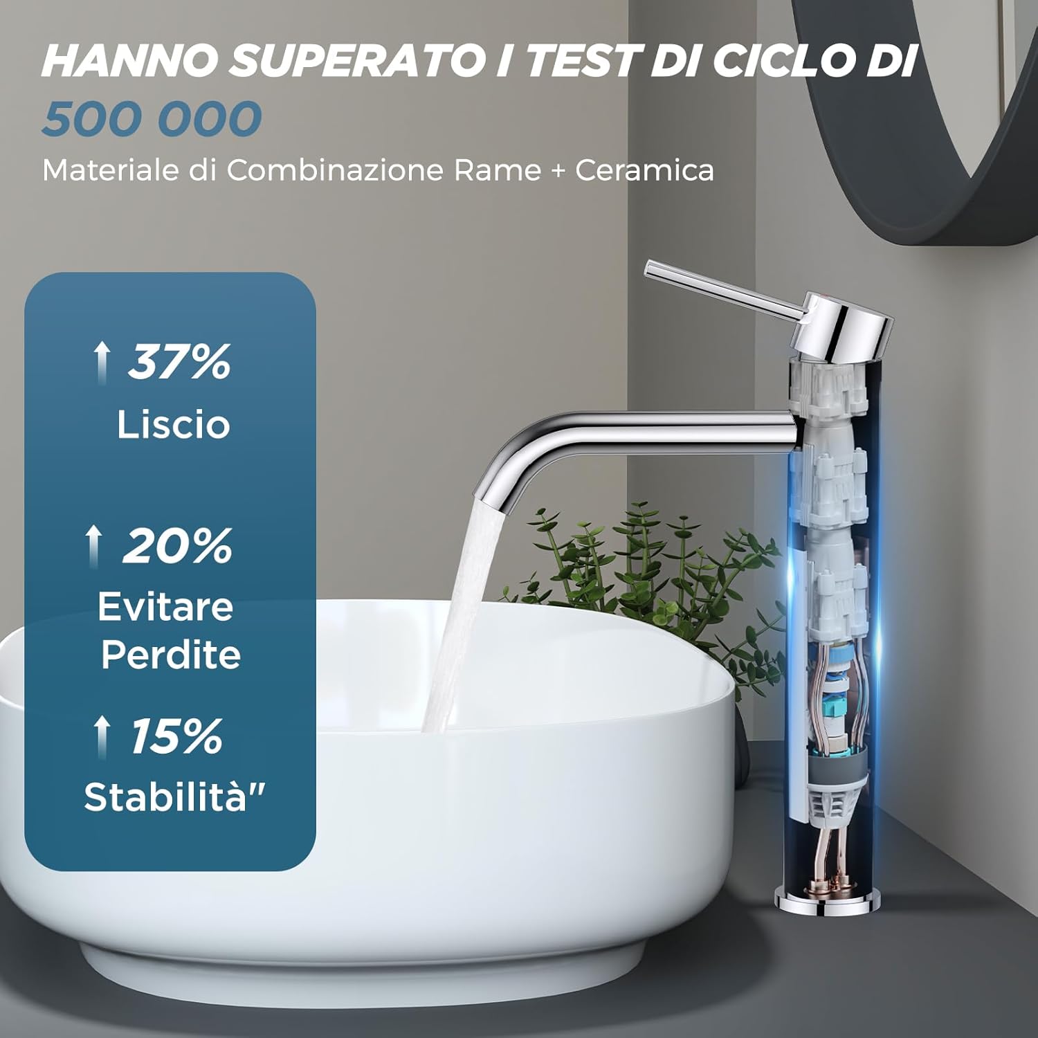 Forious Rubinetto Bagno Miscelatore Alto Cromato - immagine 3