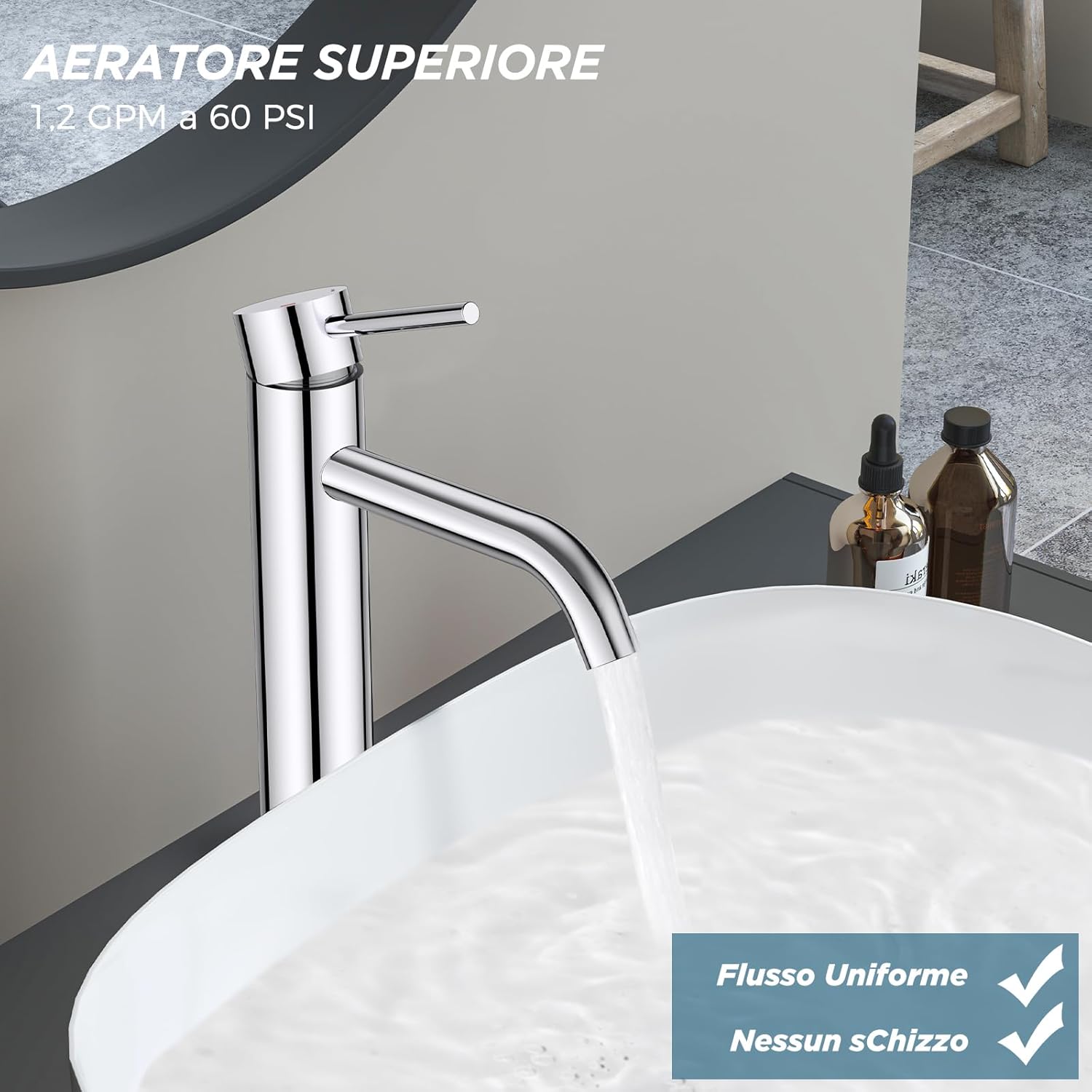 Forious Rubinetto Bagno Miscelatore Alto Cromato - immagine 4