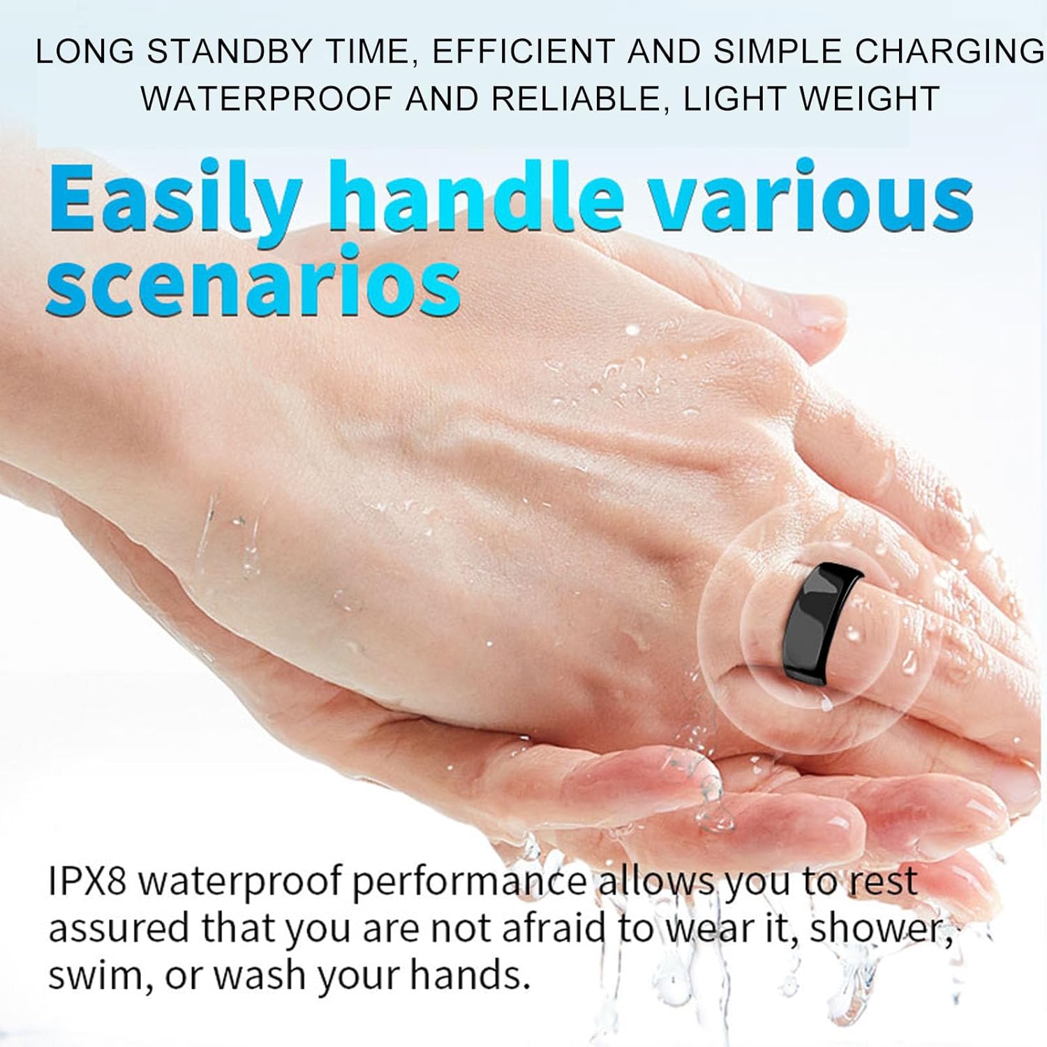 Vikye Smart Ring Health Tracker, Nero - immagine 4