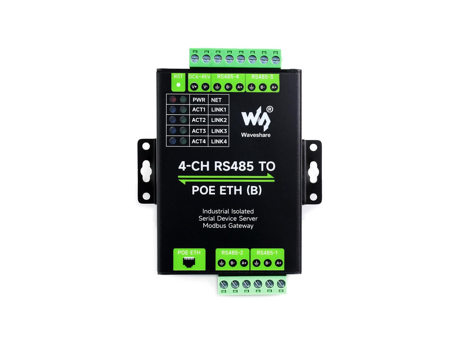 Waveshare 4-Ch RS485 to RJ45 Ethernet Serial Server
