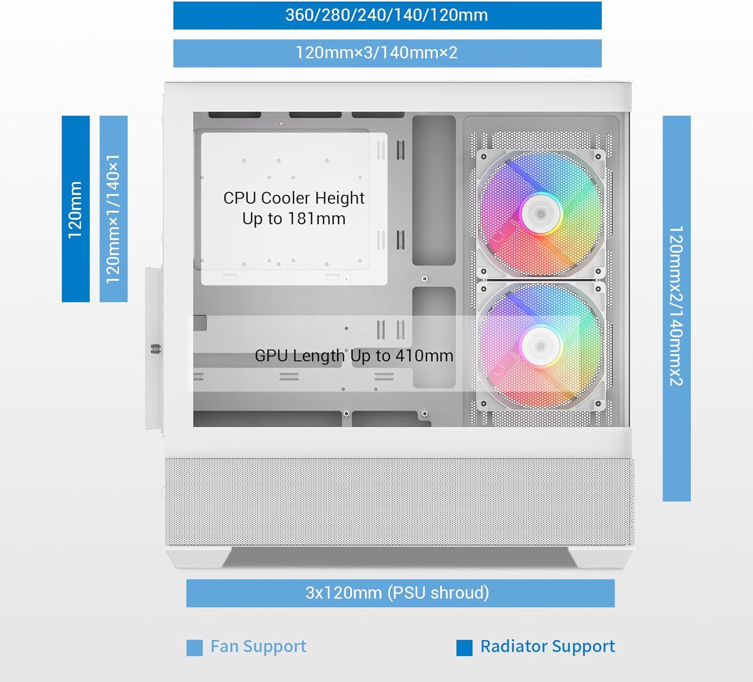 Sama V40 Mid Tower ATX Case Bianco - immagine 6