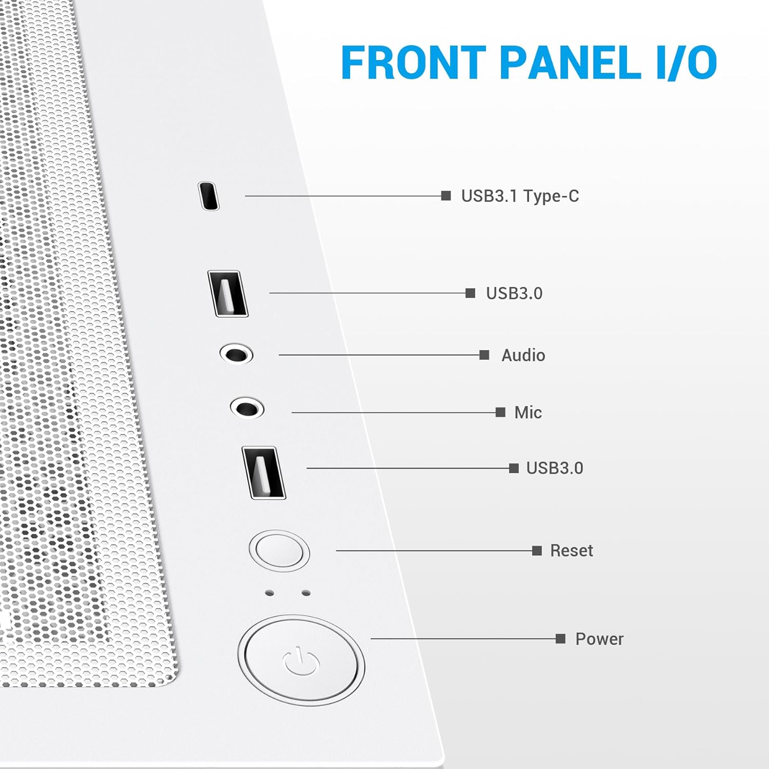 Sama V40 Mid Tower ATX Case Bianco - immagine 7