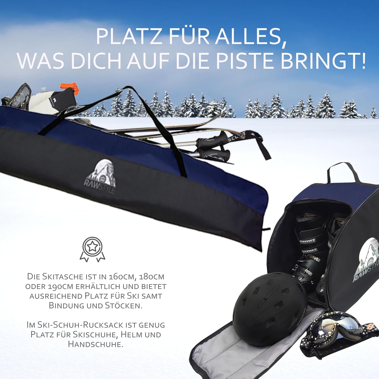 Rawstyle Borsa da Sci Impermeabile 160-180cm - immagine 4