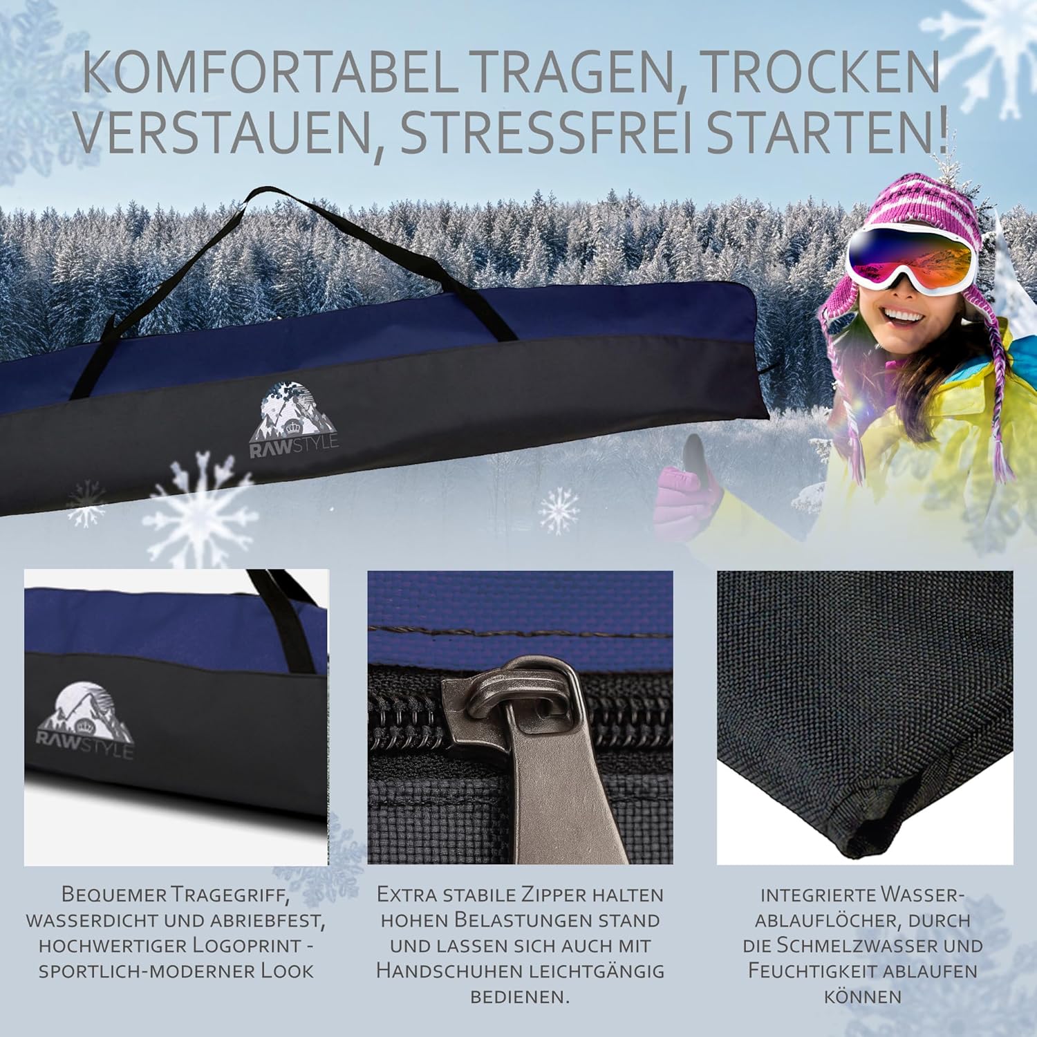 Rawstyle Borsa da Sci Impermeabile 160-180cm - immagine 6