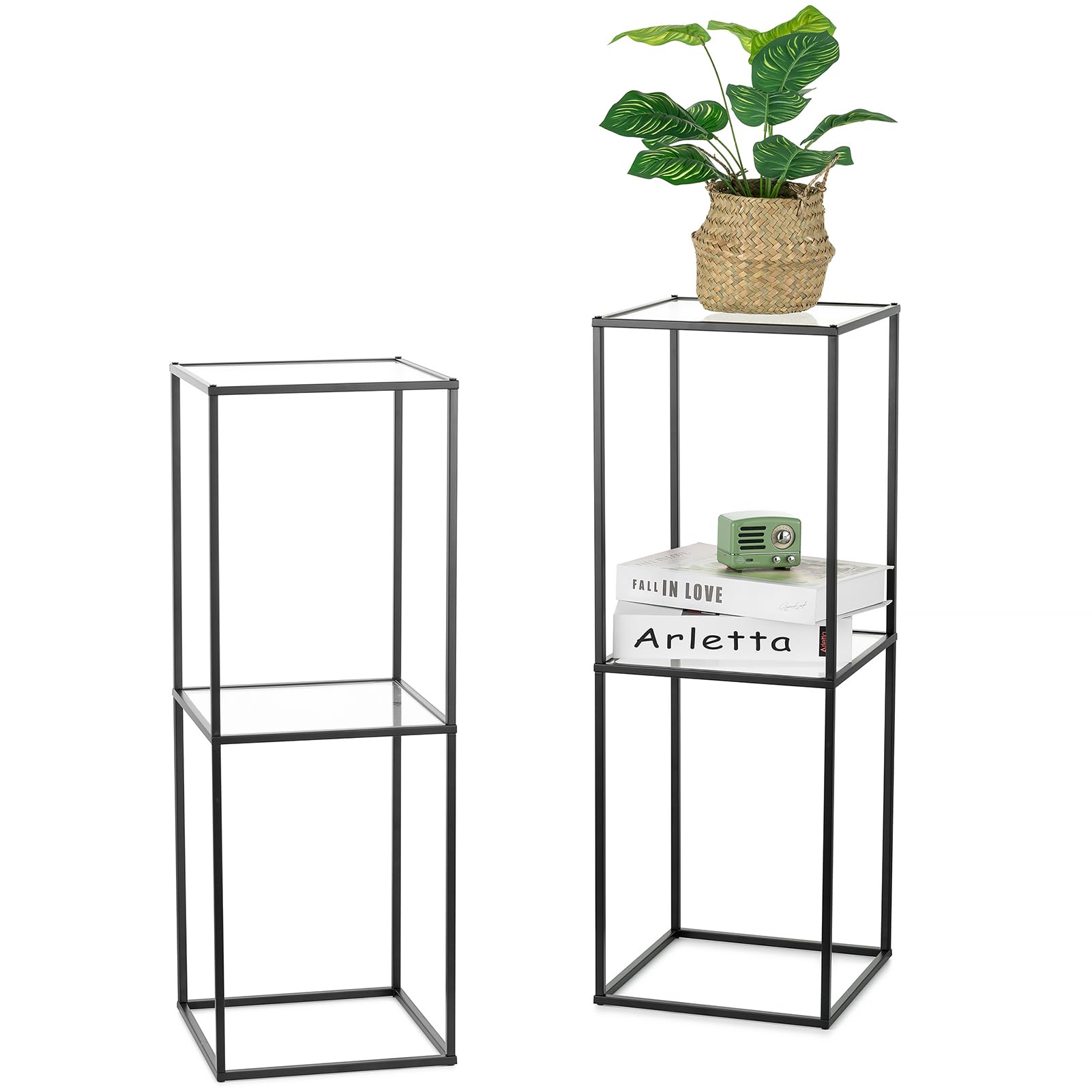 Nuptio Portavasi da Interno 2 Pezzi 80cm, Nero