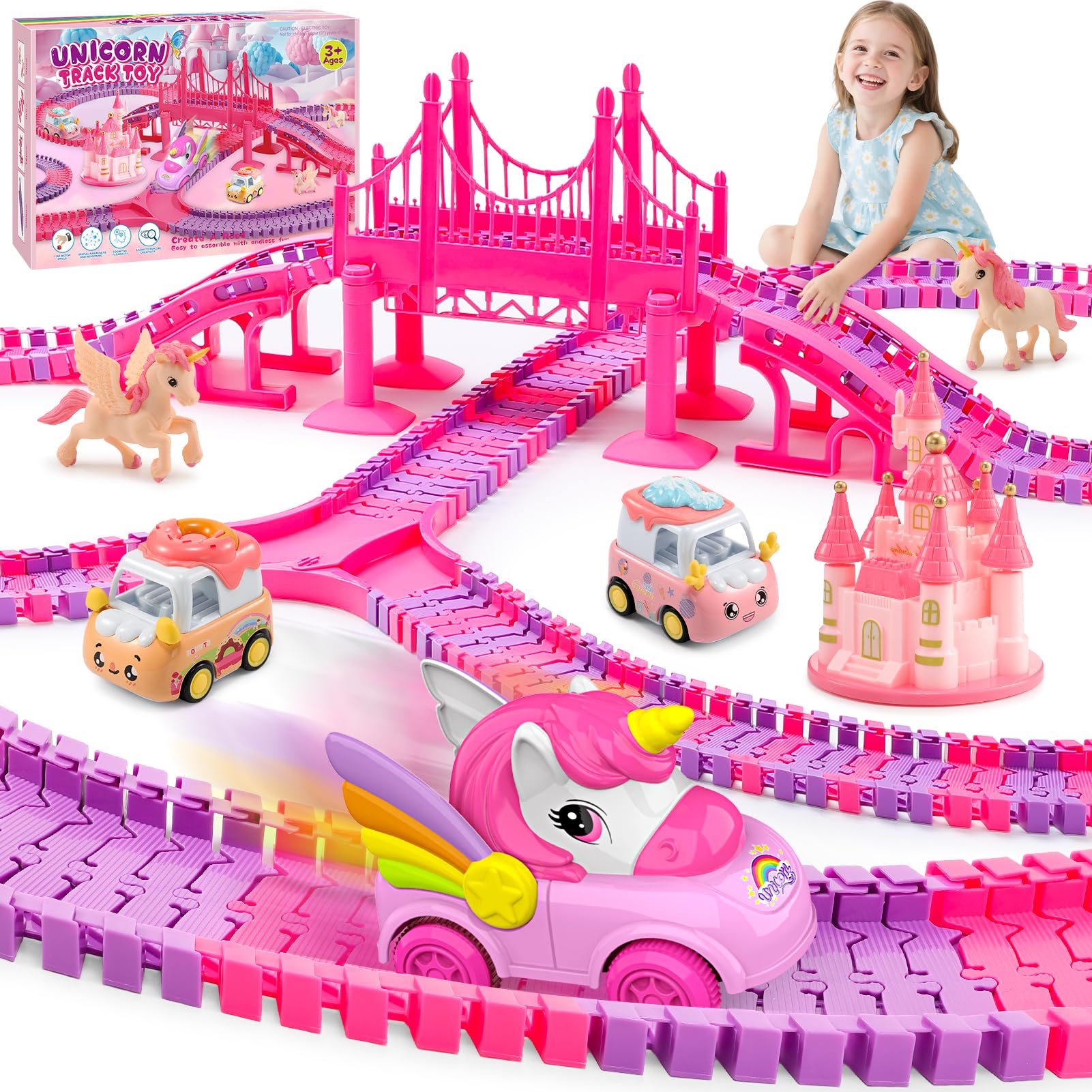 Pista Macchinine Unicorno - Regalo Bambina 3-8 Anni