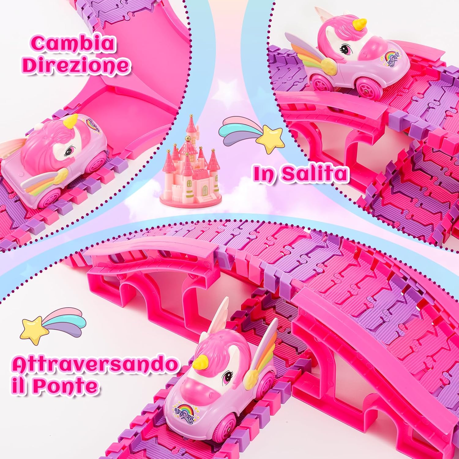 Pista Macchinine Unicorno - Regalo Bambina 3-8 Anni - immagine 6