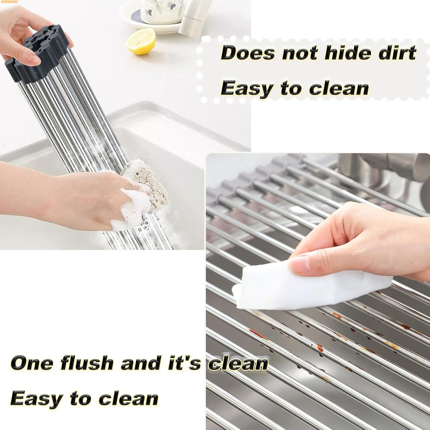 Scolapiatti Pieghevole in Acciaio Inox Sopra Lavello - immagine 5