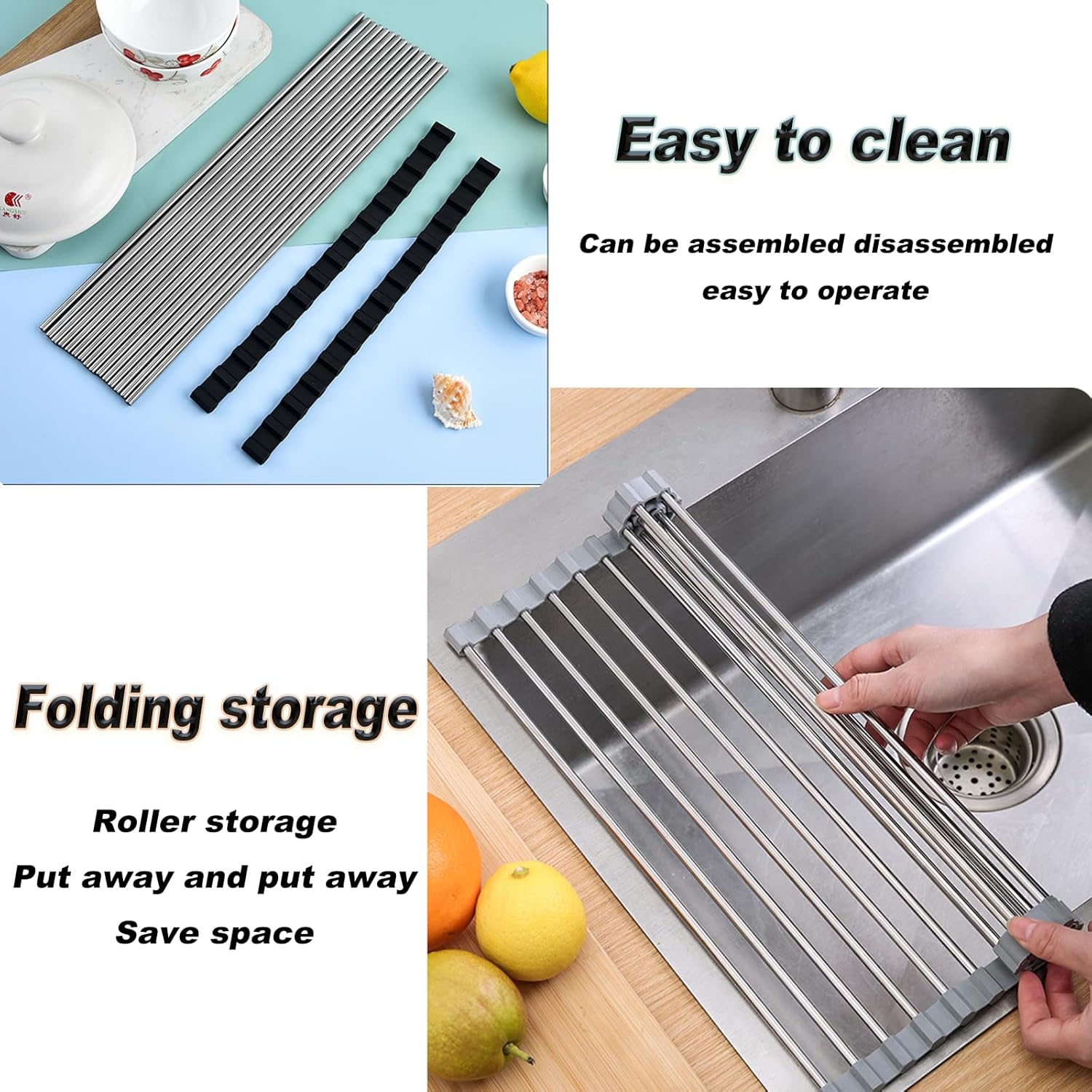 Scolapiatti Pieghevole in Acciaio Inox Sopra Lavello - immagine 6