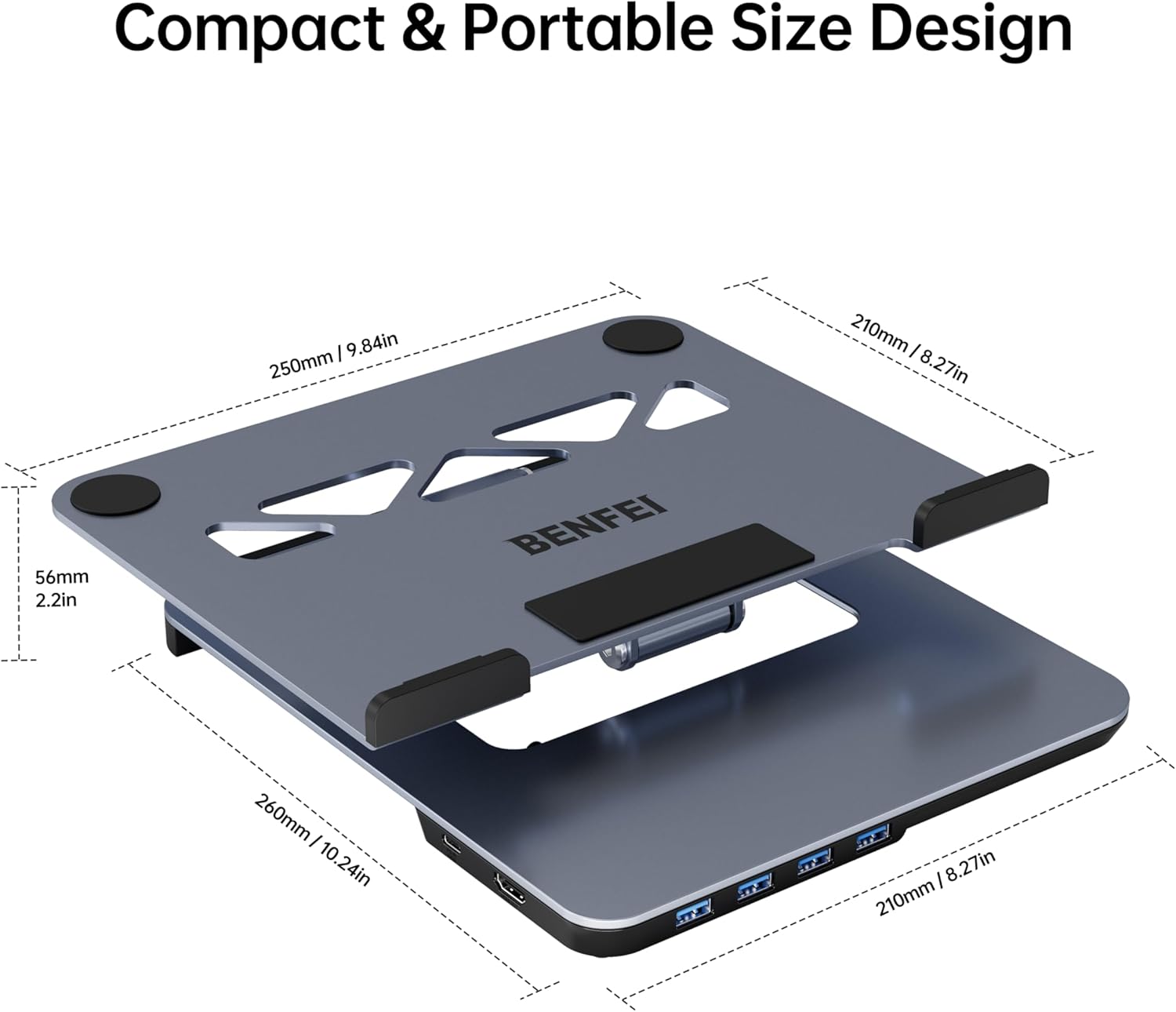 Benfei Supporto Laptop Alluminio con Docking USB C 6 in 1 - immagine 7