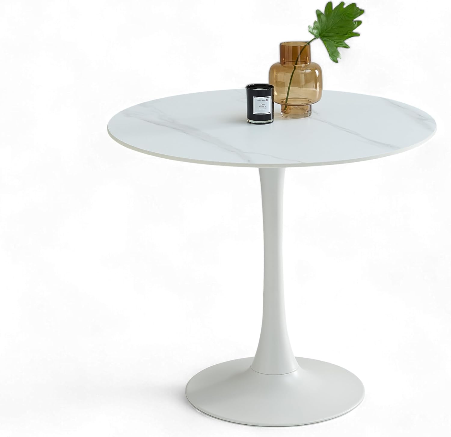 Stella Trading Josh - Tavolo Rotondo Effetto Marmo, Bianco - immagine 1