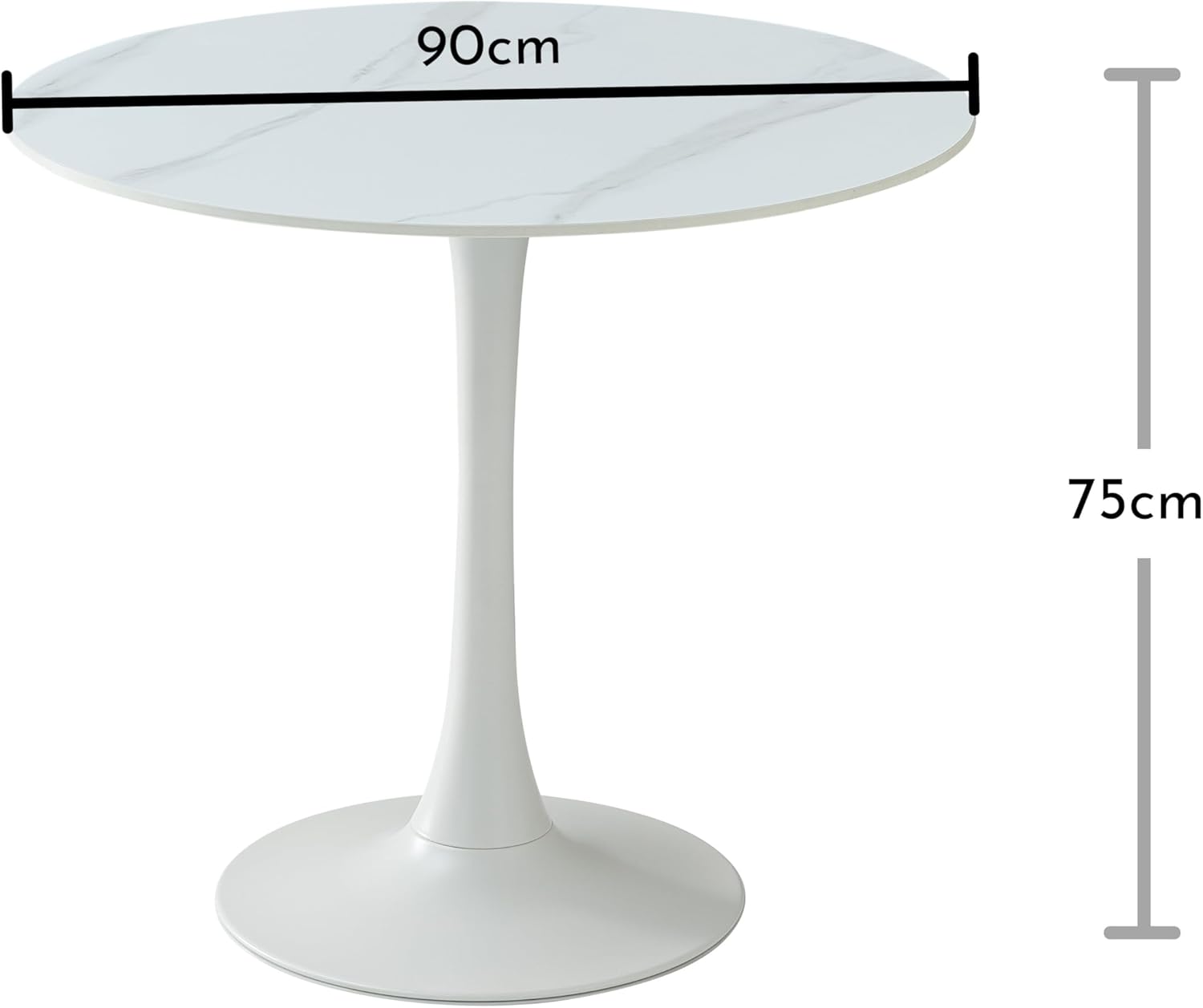 Stella Trading Josh - Tavolo Rotondo Effetto Marmo, Bianco - immagine 3