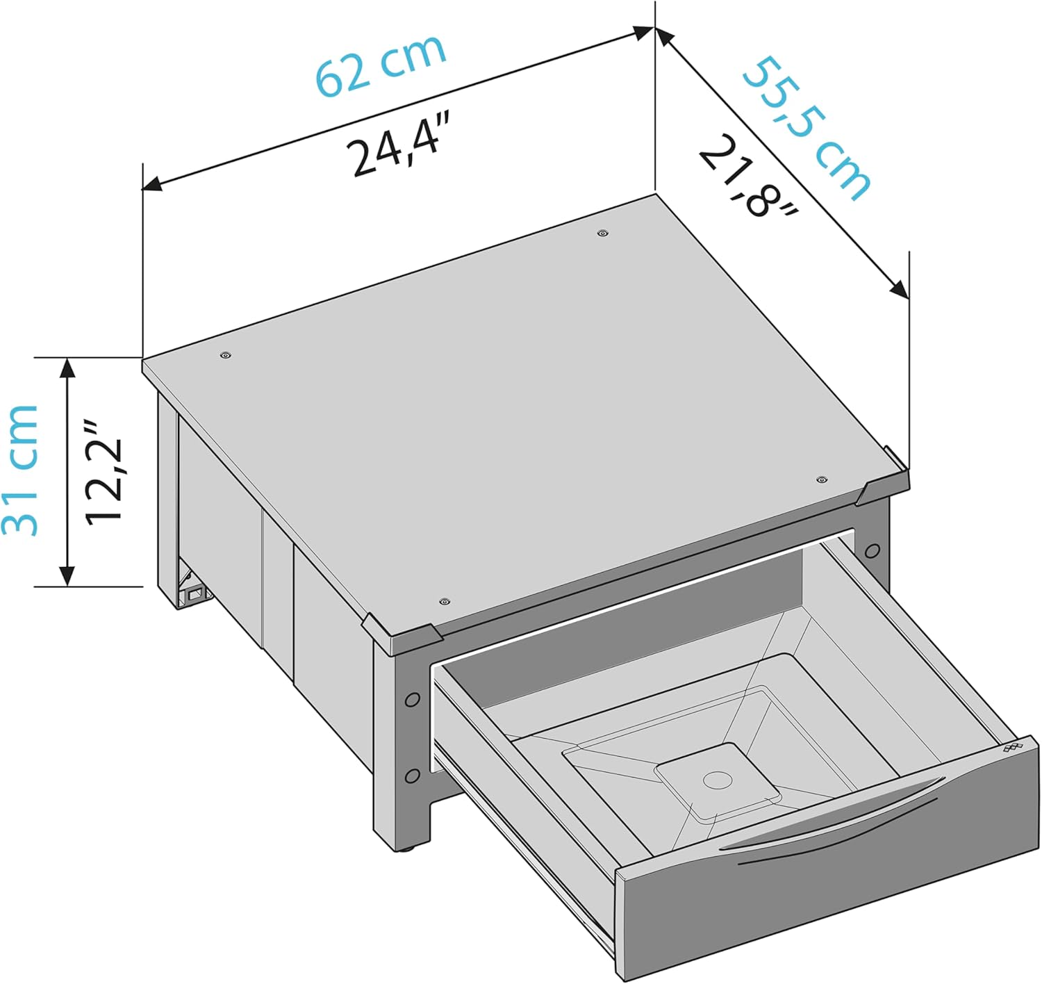meliconi Base Space Extra - Rialzo Lavatrice/Asciugatrice, Bianco - immagine 6