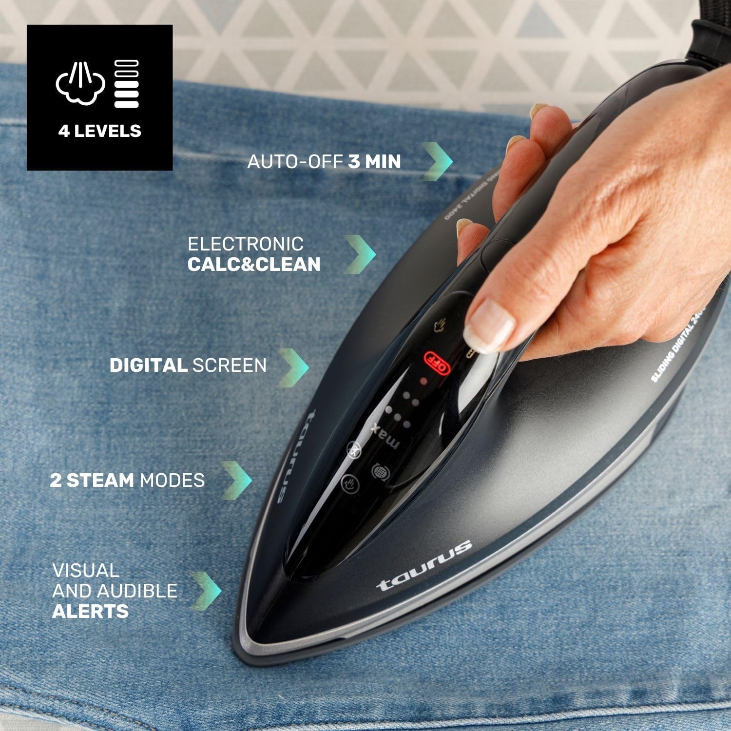 Taurus Stazione a Vapore Sliding Digital 2400W - immagine 8