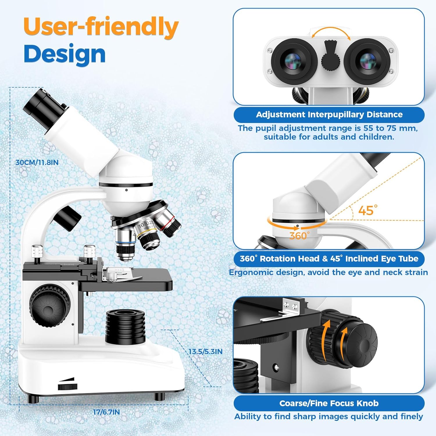 Microscopio Binoculare Composto Professionale 40X-1000X - immagine 5