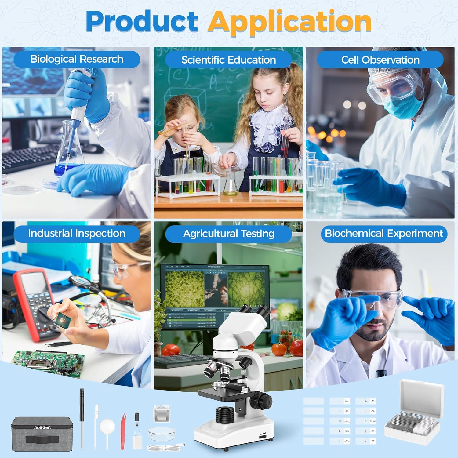 Microscopio Binoculare Composto Professionale 40X-1000X - immagine 7