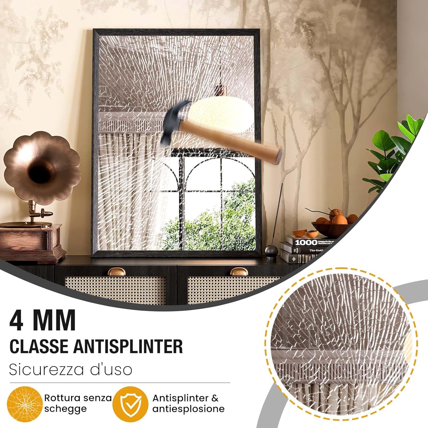 Weer Specchio da Bagno Nero 50x70cm - immagine 2