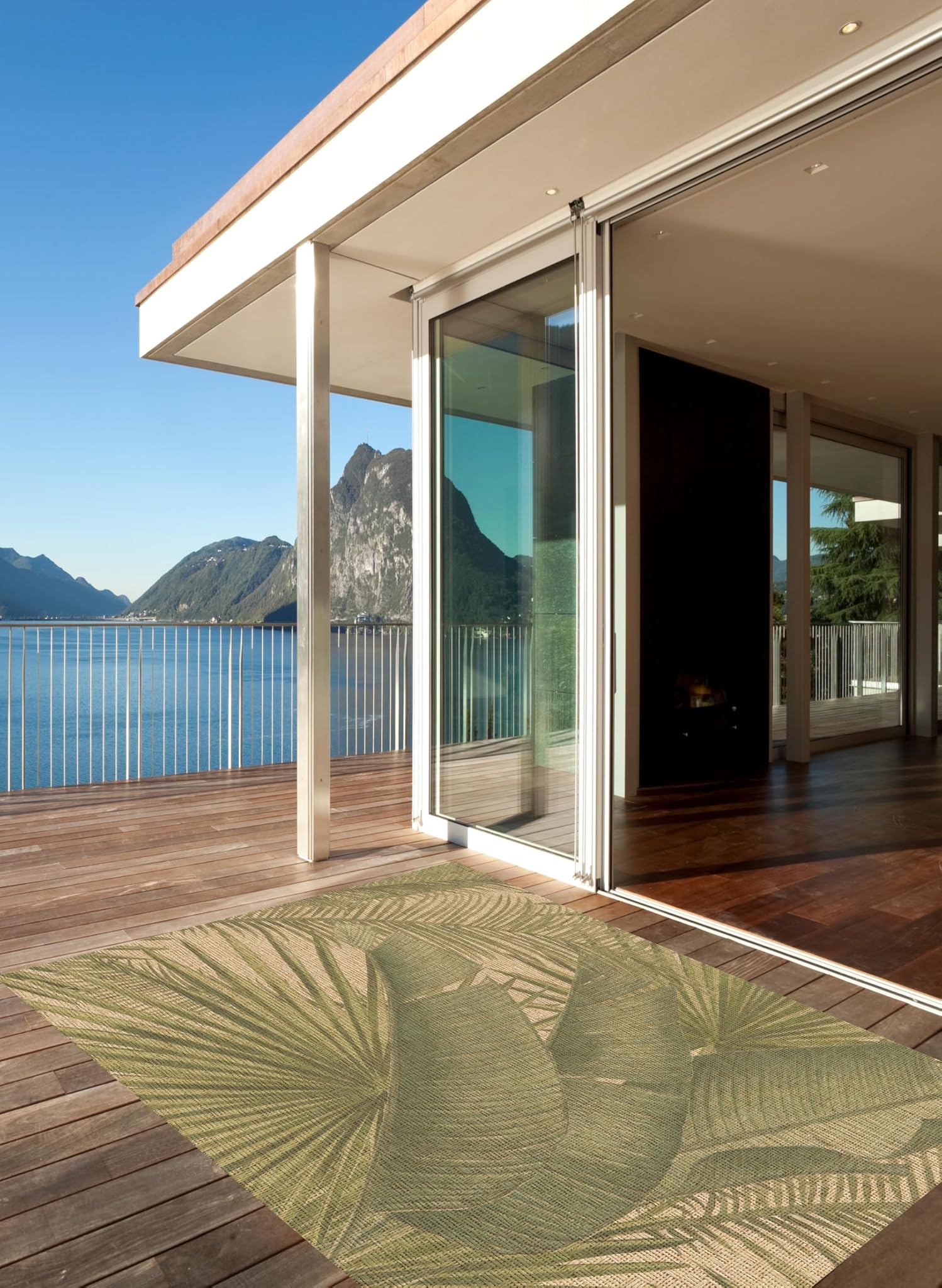 VINILIKO, Tappeto in vinile adatto per esterni, tropicale, verde, 100 x 160 cm